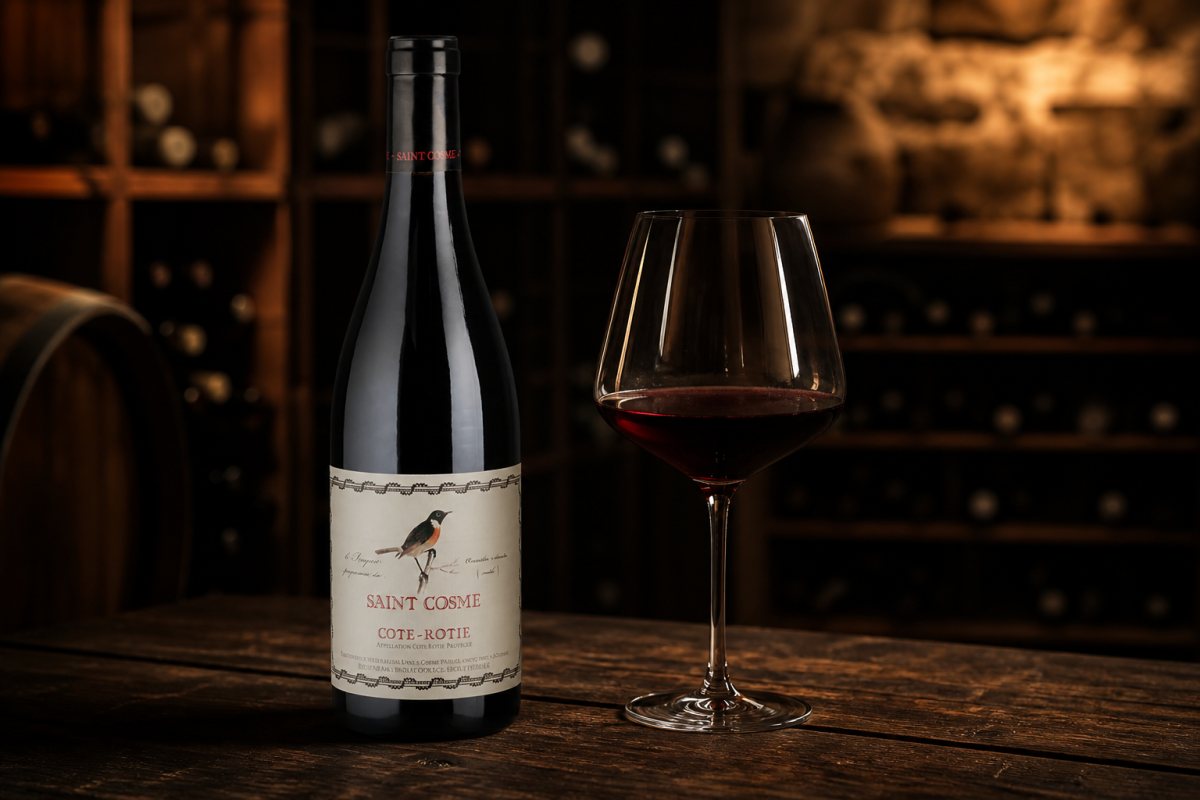 Côte Rôtie 2022 Saint Cosme Rotwein aus Frankreich – Stimmungsbild