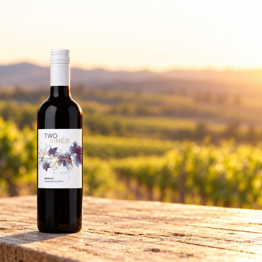Two Vines Merlot, Washington State, Columbia Valley, 2019, Rotwein