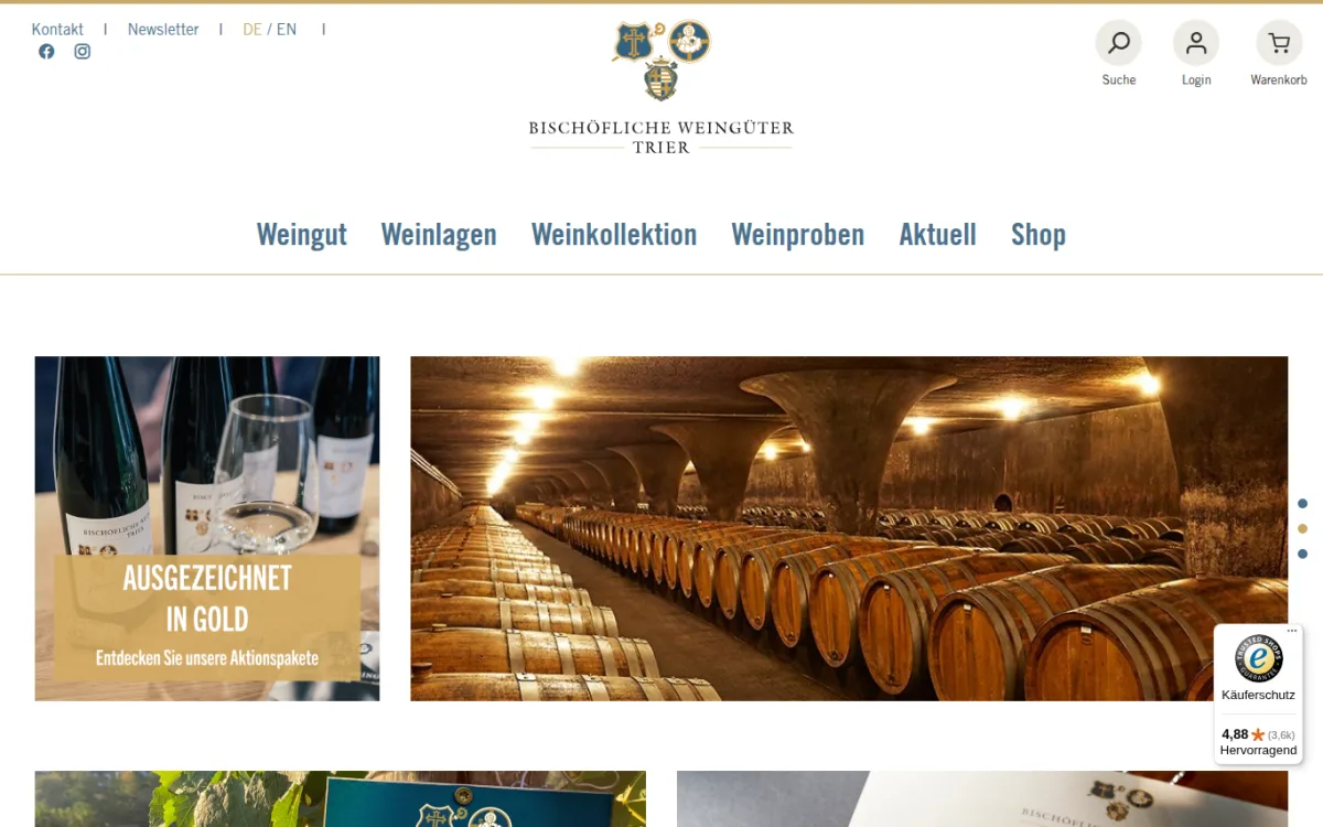 Startseite von bischoeflicheweingueter.de