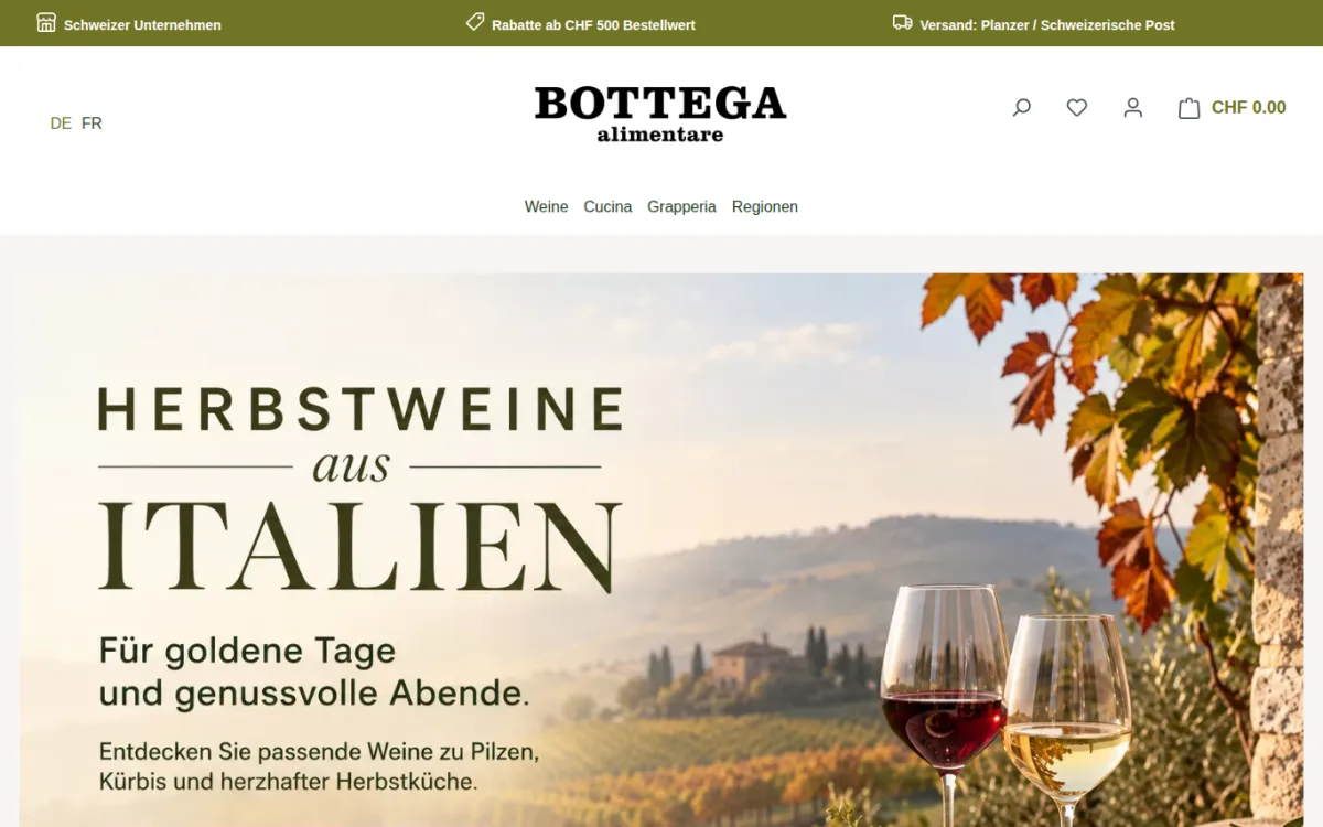 Startseite von bottega.ch