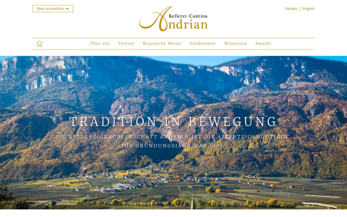 Startseite von kellerei-andrian.com