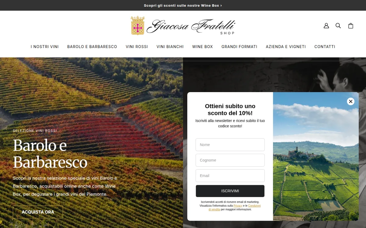 Startseite von shop.giacosa.it