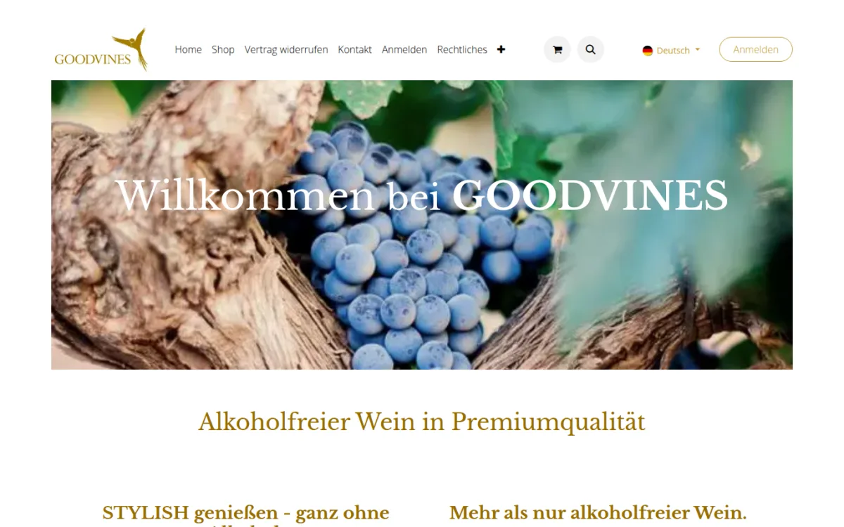 Startseite von goodvines.de