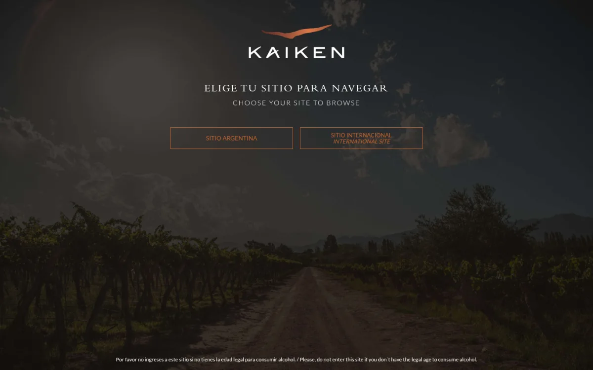 Startseite von kaikenwines.com