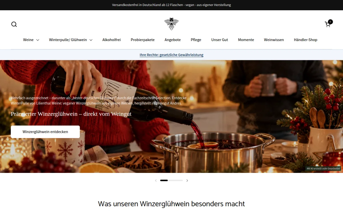 Startseite von lilienthal-weine.de