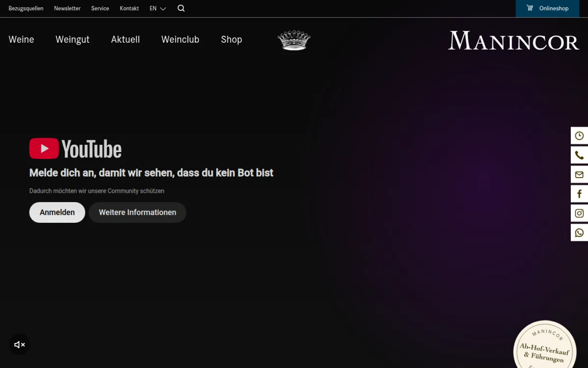 Startseite von manincor.com