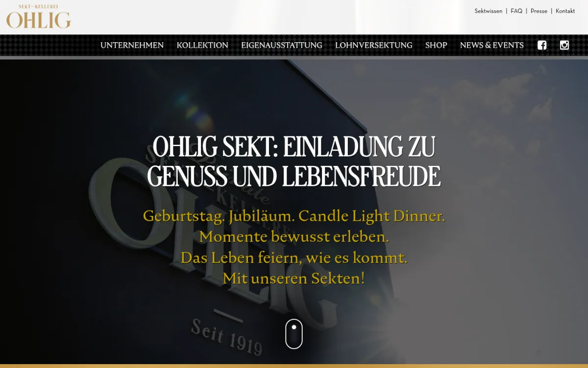Startseite von ohlig-sekt.de