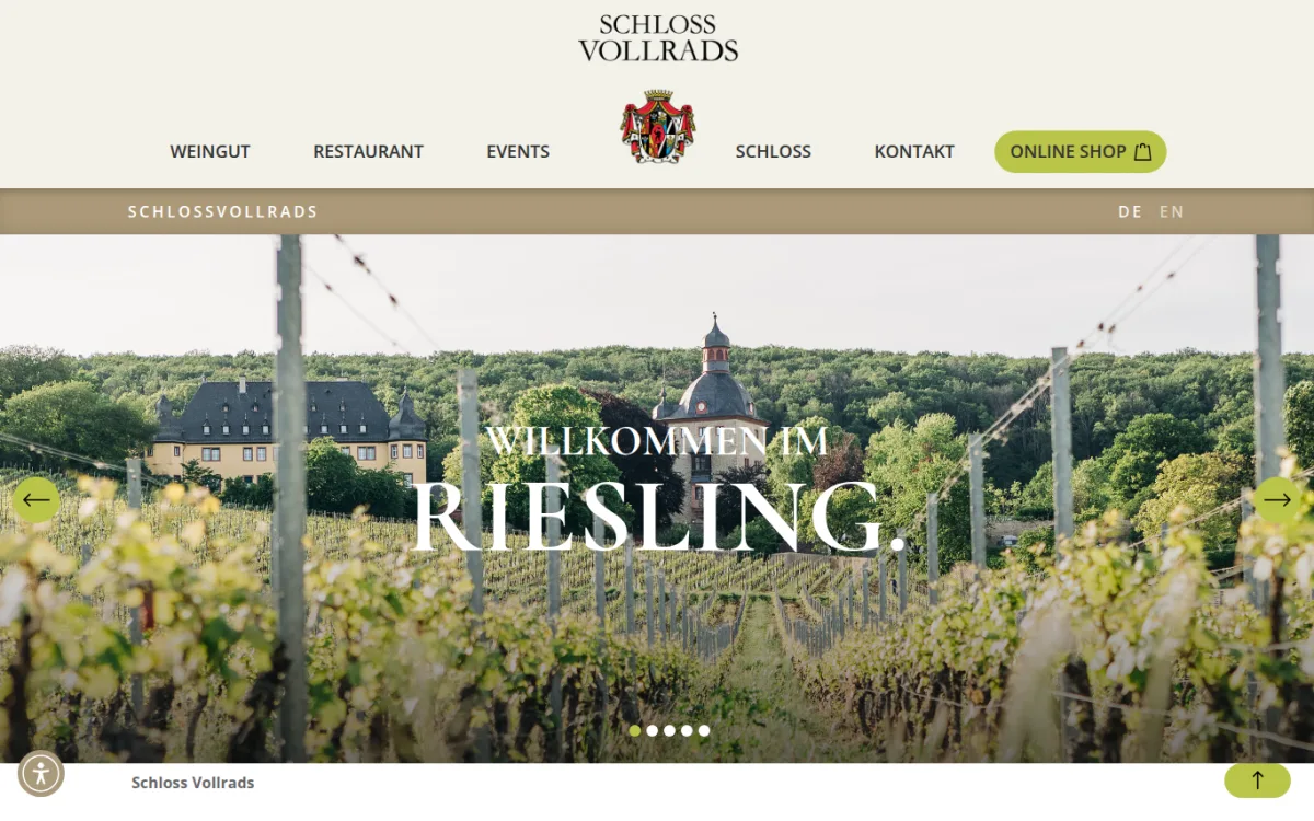 Startseite von schlossvollrads.com