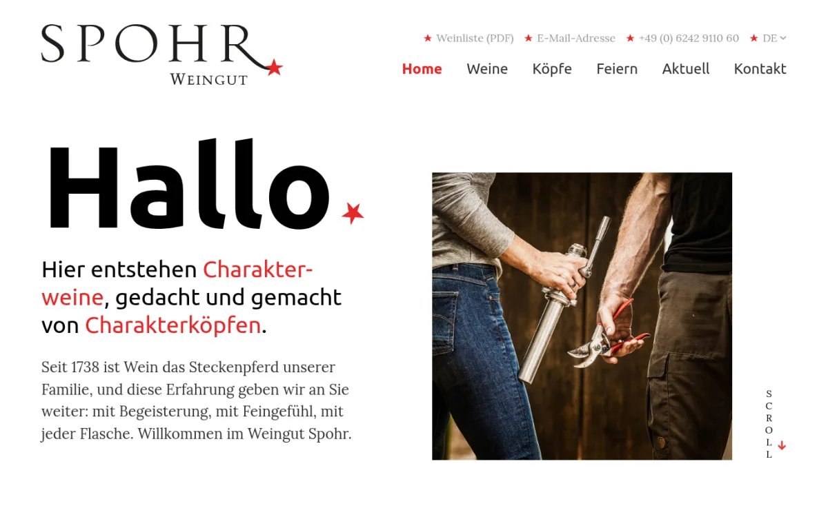 Startseite von weingutspohr.de