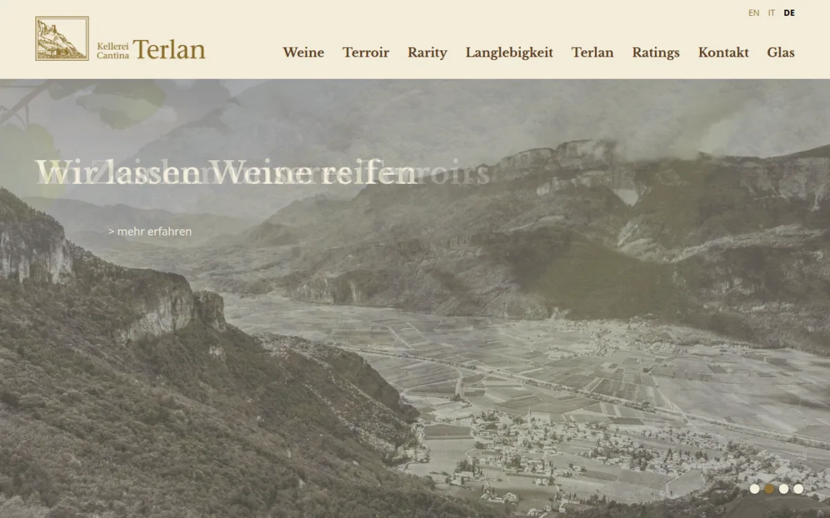 Startseite von cantina-terlano.com
