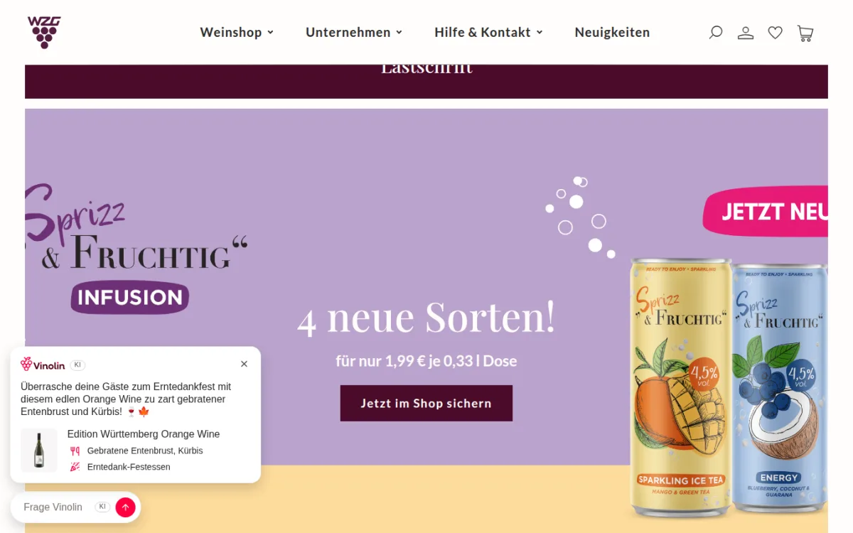 Startseite von wzg-weine.de